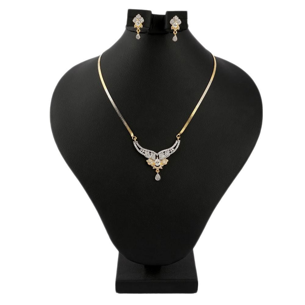 American Diamond Locket Set - Golden & Silver - test-store-for-chase-value