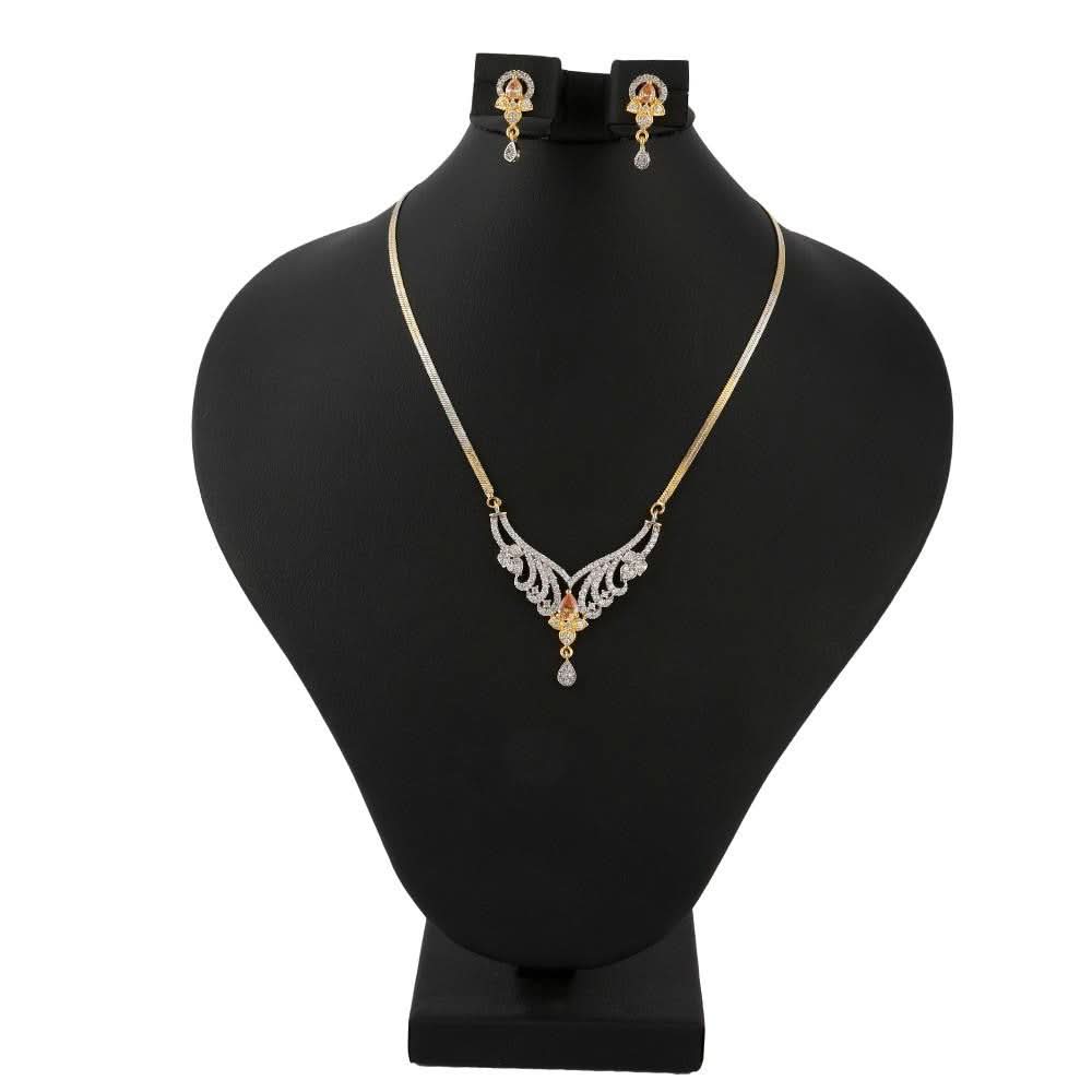 American Diamond Locket Set - Golden & Silver - test-store-for-chase-value