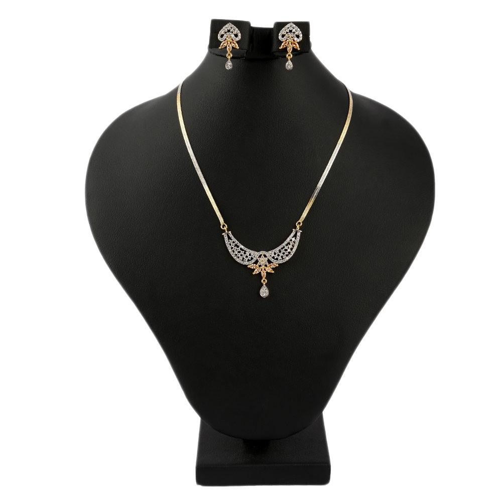 American Diamond Locket Set - Golden & Silver - test-store-for-chase-value