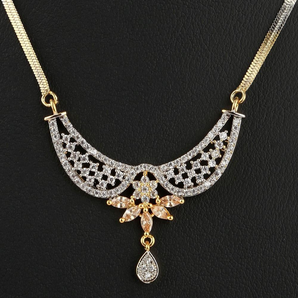 American Diamond Locket Set - Golden & Silver - test-store-for-chase-value