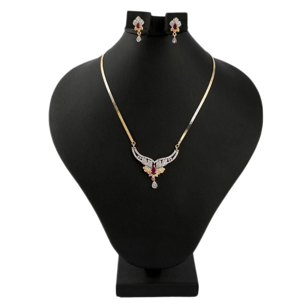 American Diamond Locket Set - Golden - test-store-for-chase-value