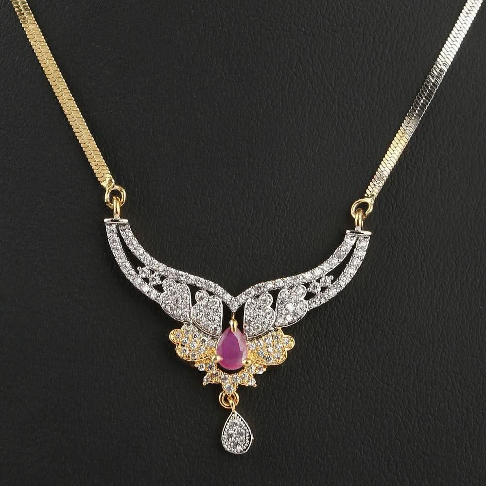 American Diamond Locket Set - Golden - test-store-for-chase-value