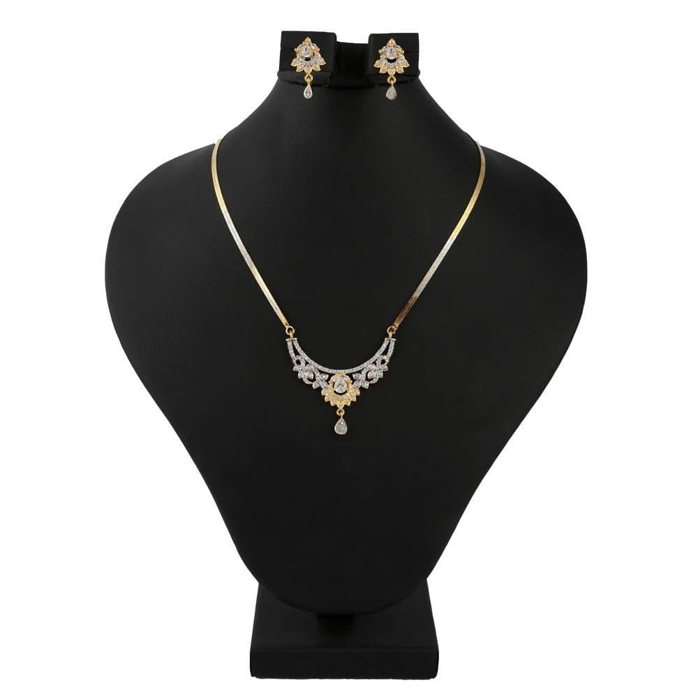 American Diamond Locket Set - Golden & Silver - test-store-for-chase-value