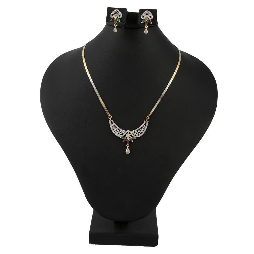 American Diamond Locket Set - Multi - test-store-for-chase-value
