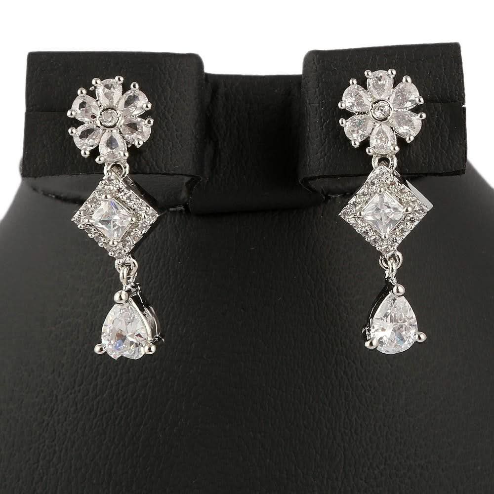 American Diamond Jewellery Set - Silver - test-store-for-chase-value