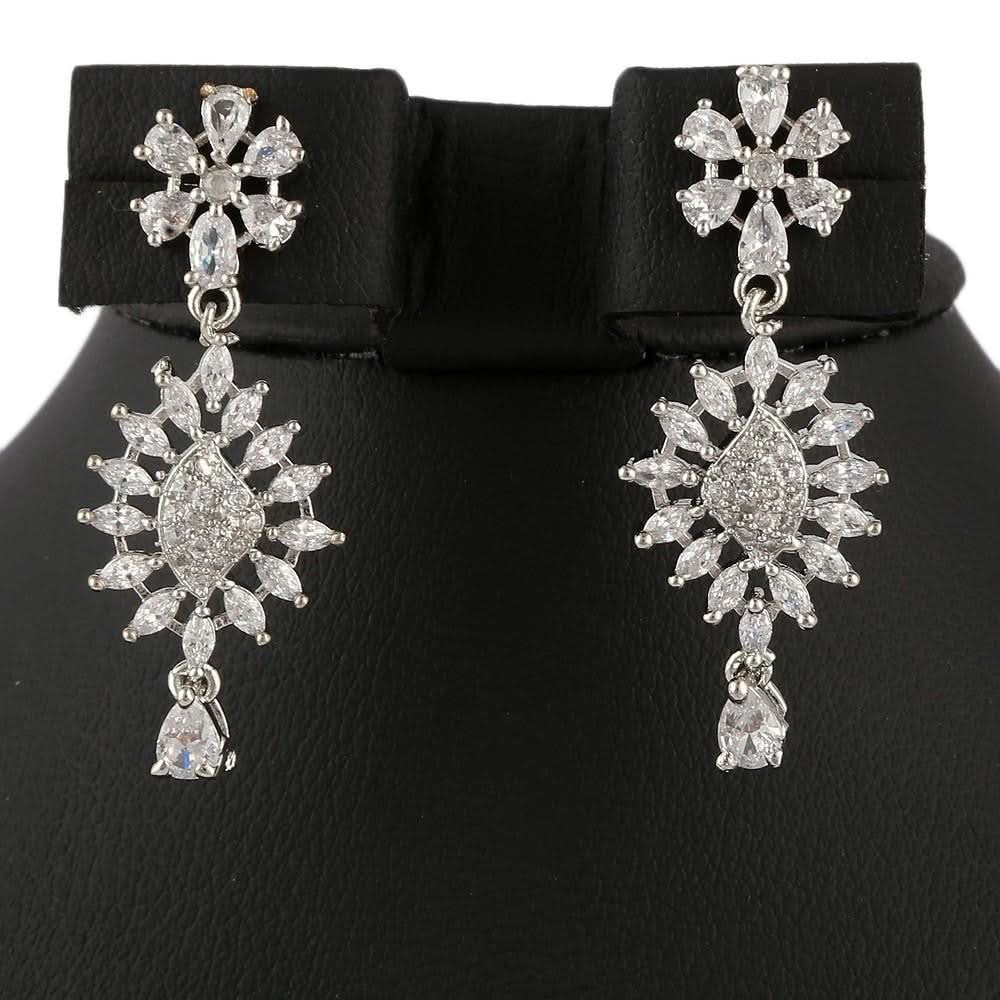 American Diamond Jewellery Set - Silver - test-store-for-chase-value