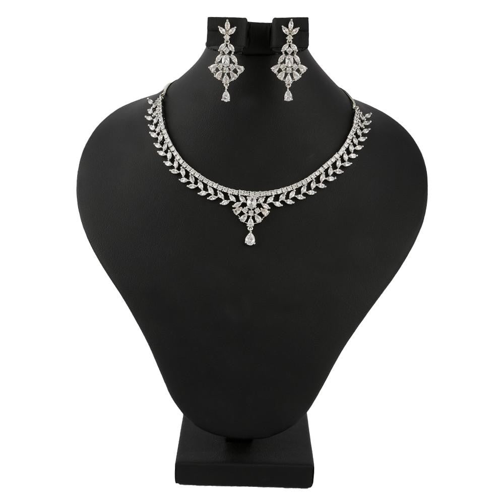 American Diamond Jewellery Set - Silver - test-store-for-chase-value