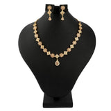 American Diamond Jewellery Set - Peach & Golden - test-store-for-chase-value