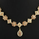 American Diamond Jewellery Set - Peach & Golden - test-store-for-chase-value