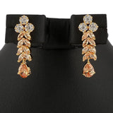 American Diamond Jewellery Set - Peach & Golden - test-store-for-chase-value