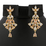 American Diamond Jewellery Set - Peach & Golden - test-store-for-chase-value
