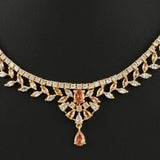American Diamond Jewellery Set - Peach & Golden - test-store-for-chase-value