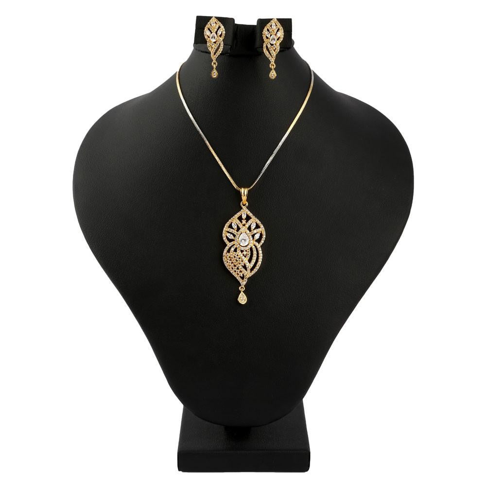 American Diamond Locket Set - Silver & Golden - test-store-for-chase-value