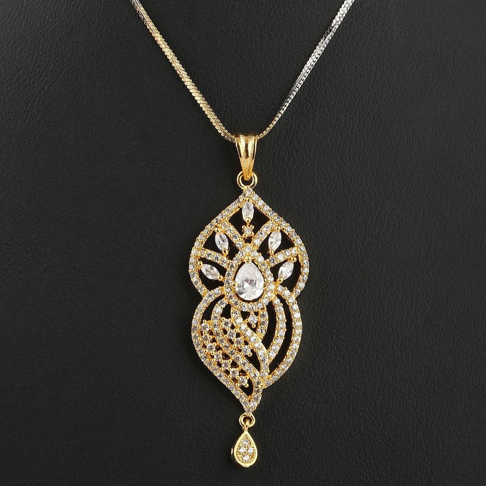 American Diamond Locket Set - Silver & Golden - test-store-for-chase-value