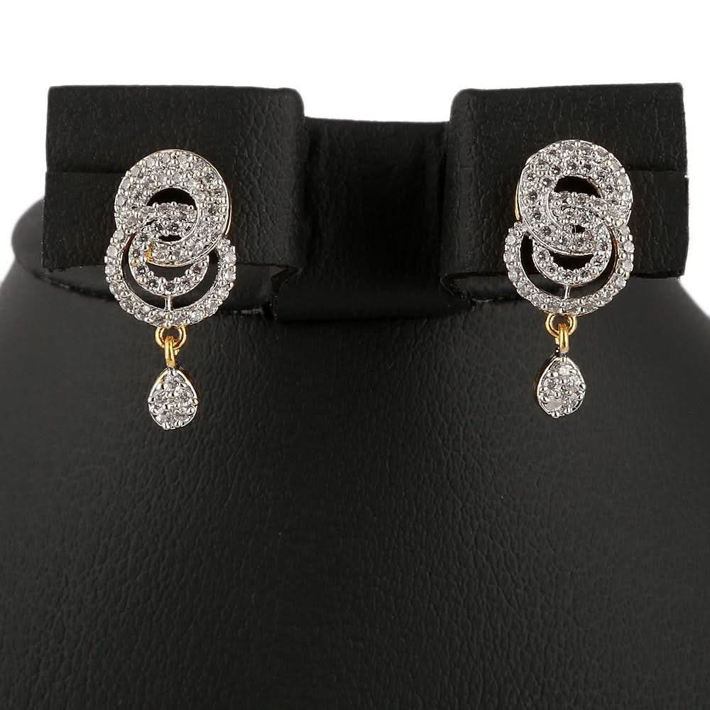 American Diamond Locket Set - Silver & Golden - test-store-for-chase-value