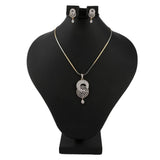 American Diamond Locket Set - Silver & Golden - test-store-for-chase-value