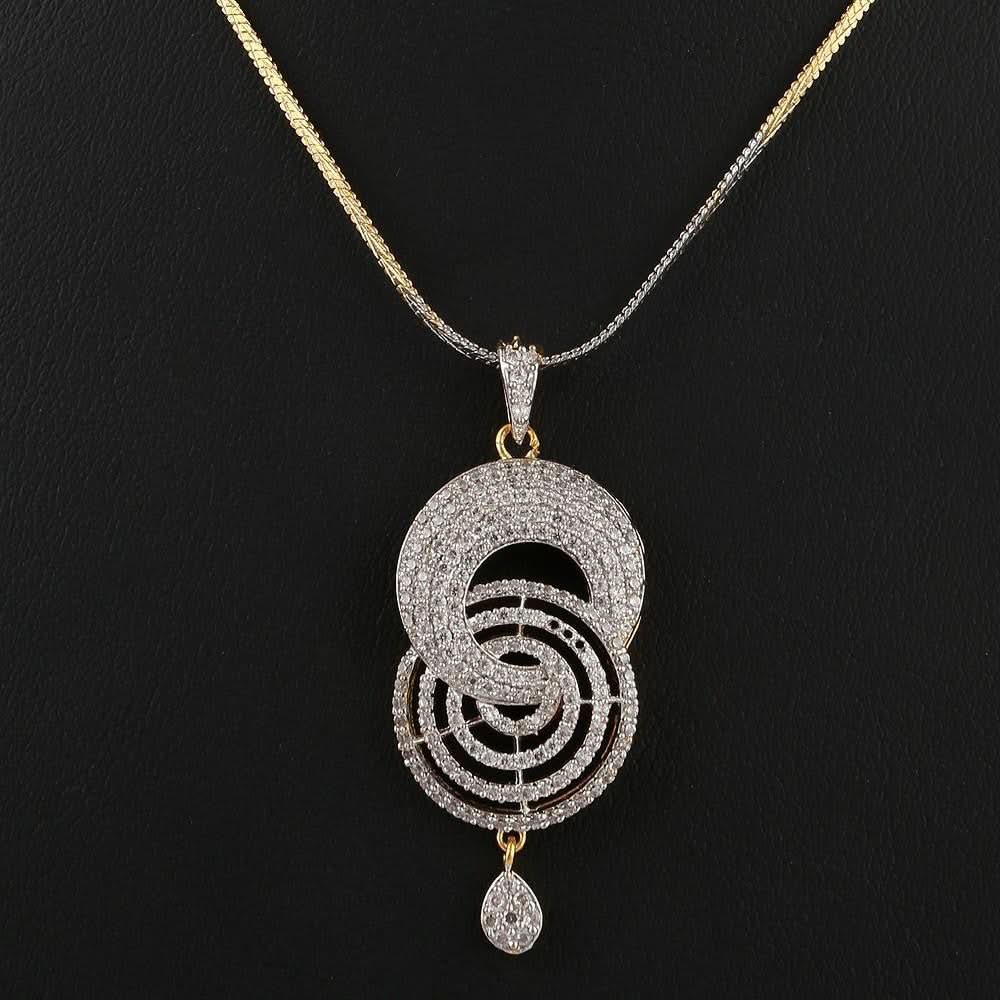 American Diamond Locket Set - Silver & Golden - test-store-for-chase-value