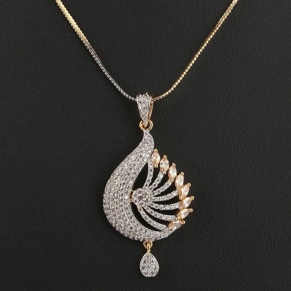 American Diamond Locket Set - Silver & Golden - test-store-for-chase-value
