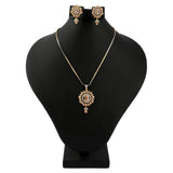 American Diamond Locket Set - Peach & Golden - test-store-for-chase-value