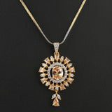 American Diamond Locket Set - Peach & Golden - test-store-for-chase-value