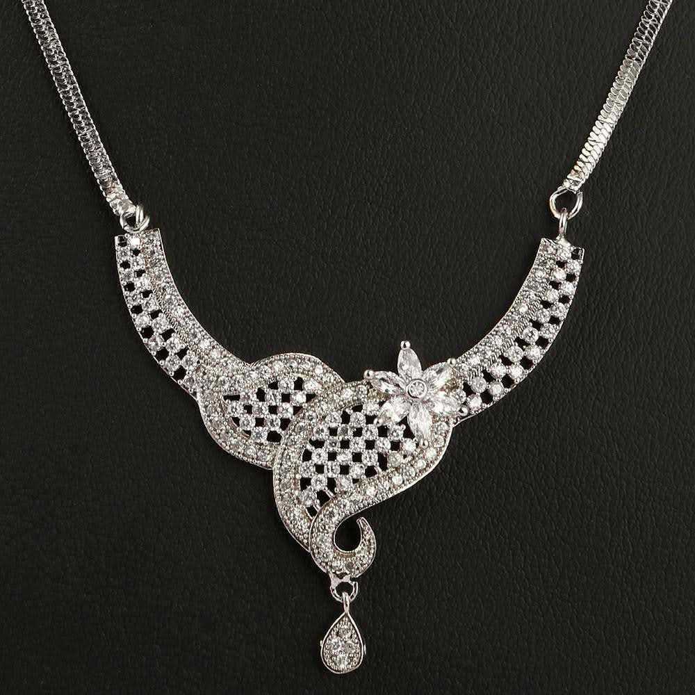 American Diamond Locket Set - Silver - test-store-for-chase-value