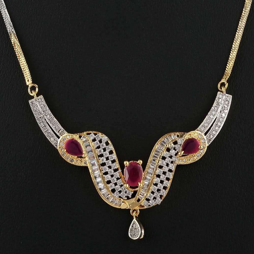 American Diamond Locket Set - Golden & Silver - test-store-for-chase-value