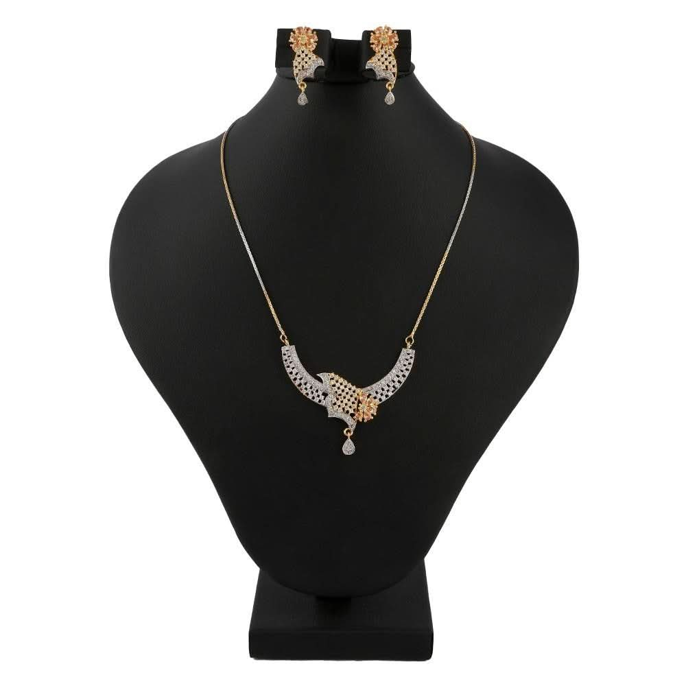 American Diamond Locket Set - Golden & Silver - test-store-for-chase-value
