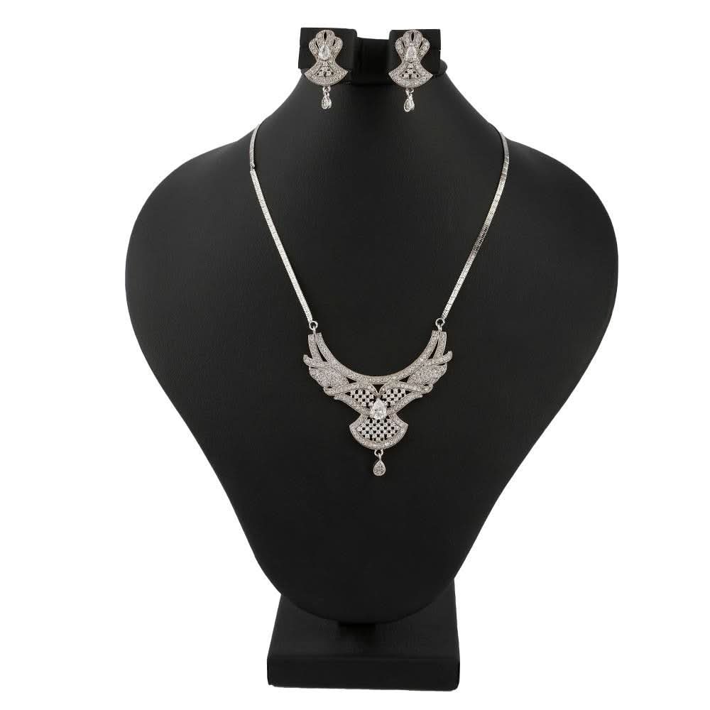 American Diamond Locket Set - Silver - test-store-for-chase-value