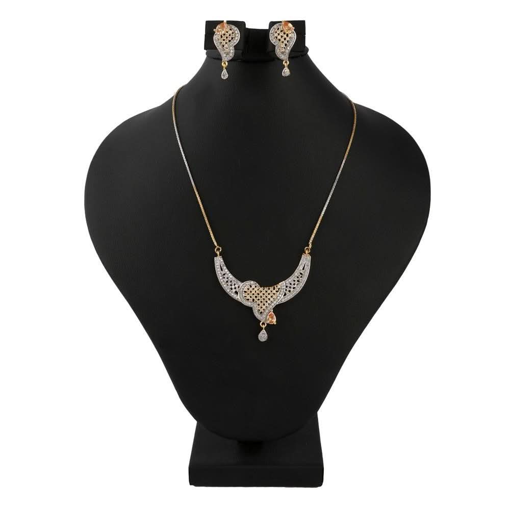 American Diamond Locket Set - Golden & Silver - test-store-for-chase-value