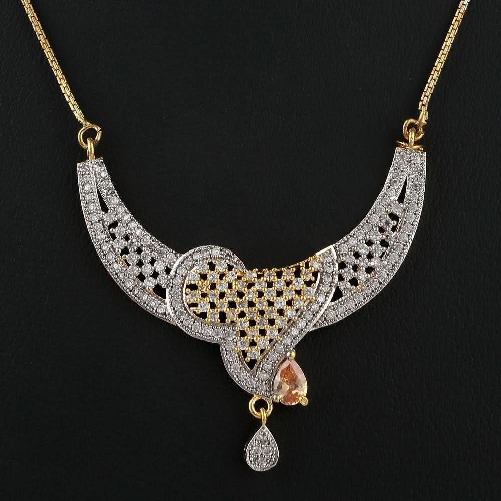 American Diamond Locket Set - Golden & Silver - test-store-for-chase-value