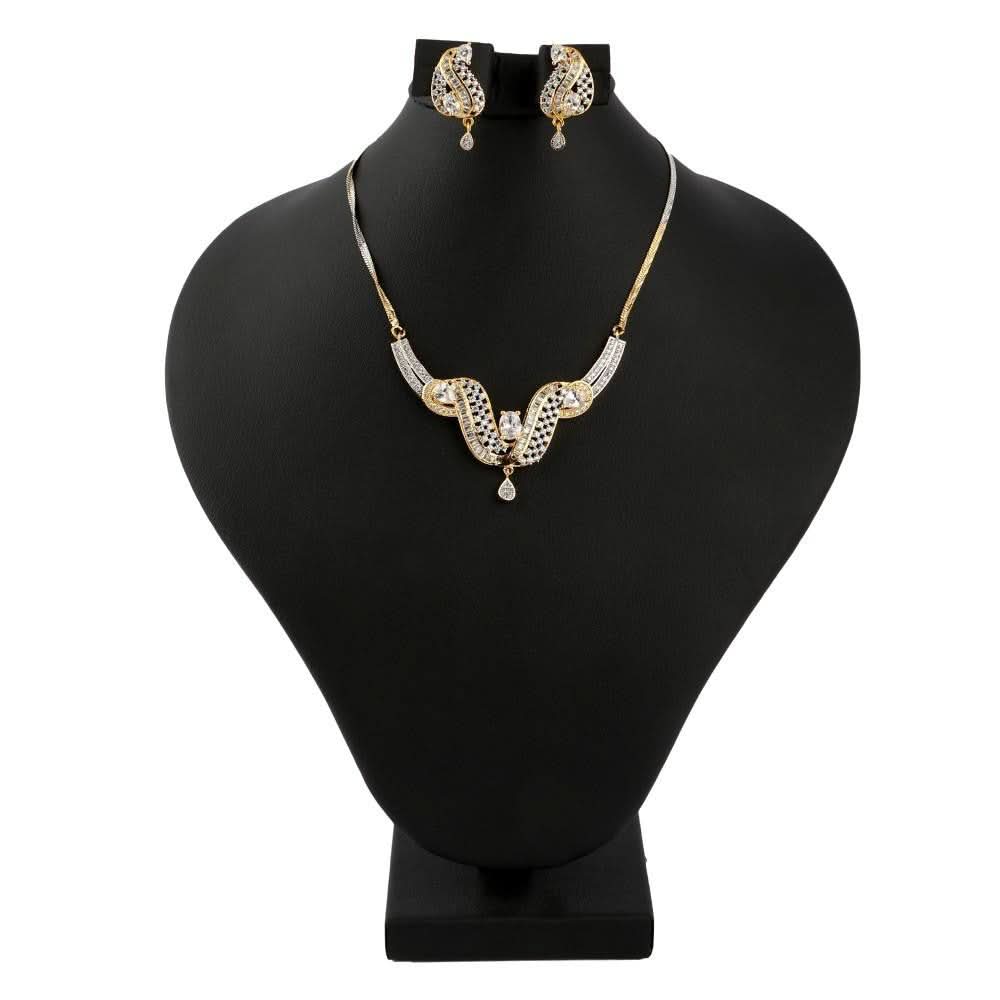 American Diamond Locket Set - Silver & Golden - test-store-for-chase-value