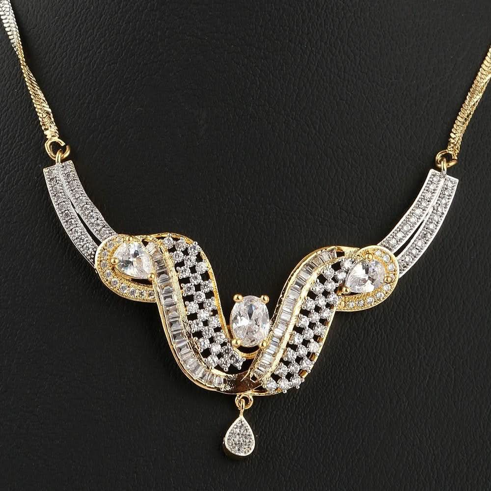 American Diamond Locket Set - Silver & Golden - test-store-for-chase-value