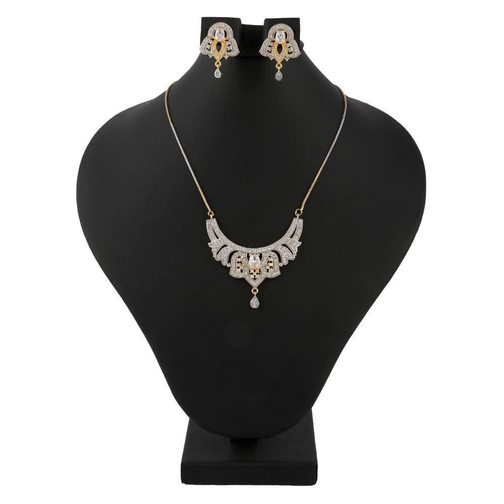 American Diamond Locket Set - Silver & Golden - test-store-for-chase-value