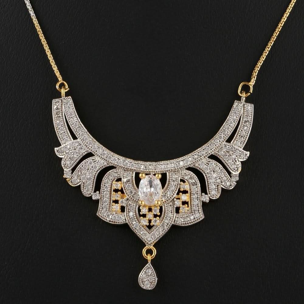 American Diamond Locket Set - Silver & Golden - test-store-for-chase-value