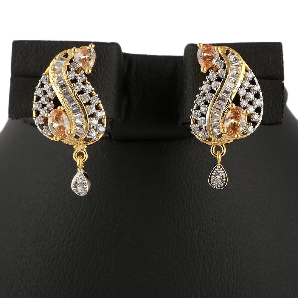 American Diamond Locket Set - Silver & Golden - test-store-for-chase-value