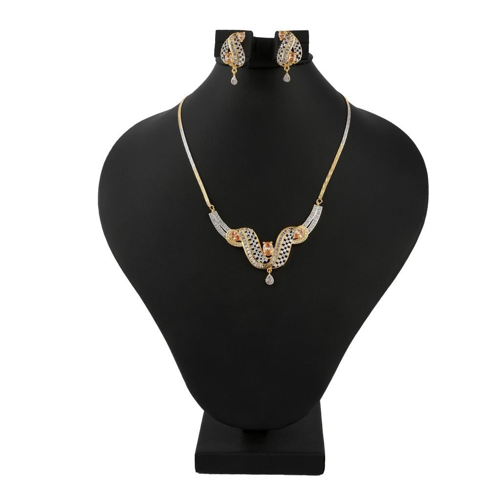 American Diamond Locket Set - Silver & Golden - test-store-for-chase-value