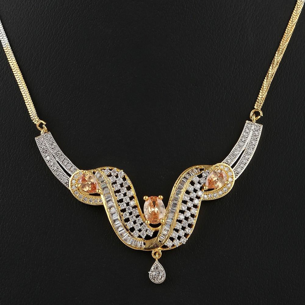 American Diamond Locket Set - Silver & Golden - test-store-for-chase-value