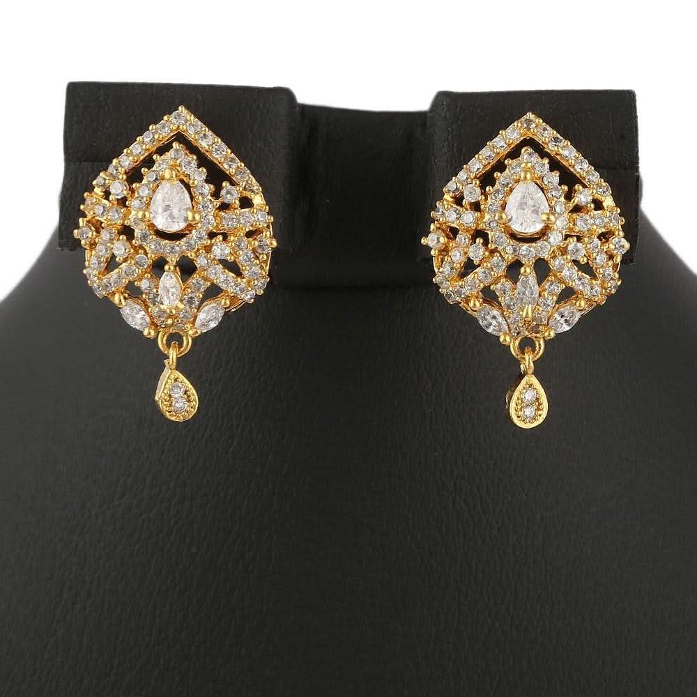 American Diamond Locket Set - White & Golden - test-store-for-chase-value