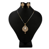 American Diamond Locket Set - White & Golden - test-store-for-chase-value