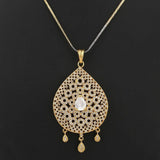 American Diamond Locket Set - White & Golden - test-store-for-chase-value