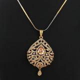American Diamond Locket Set - Peach & Golden - test-store-for-chase-value