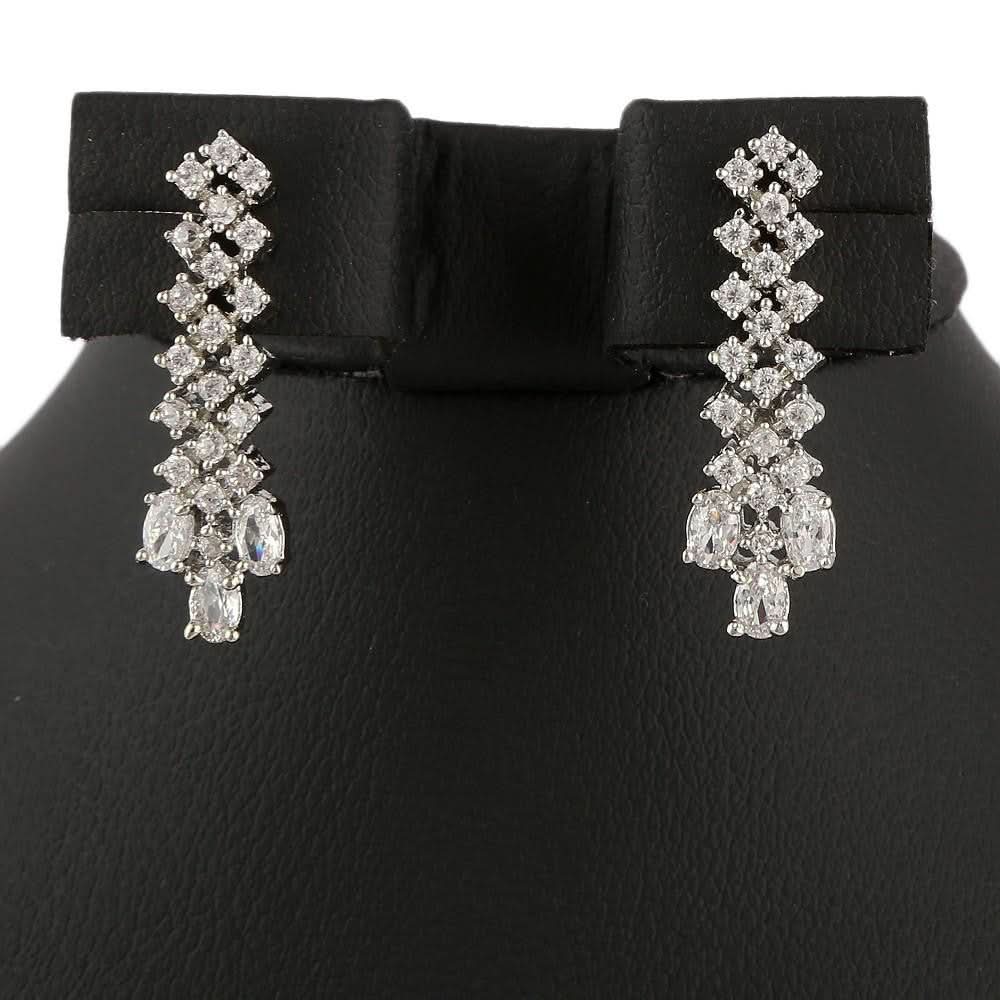 American Diamond Jewellery Set - Silver - test-store-for-chase-value