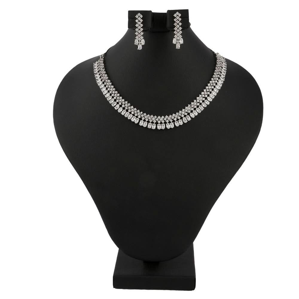 American Diamond Jewellery Set - Silver - test-store-for-chase-value