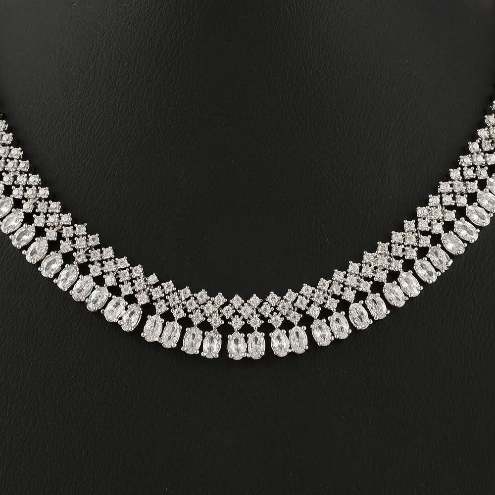 American Diamond Jewellery Set - Silver - test-store-for-chase-value