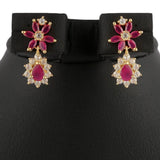 American Diamond Jewellery Set - Red & Golden - test-store-for-chase-value
