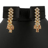 American Diamond Jewellery Set - Peach & Golden - test-store-for-chase-value