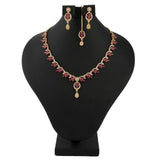American Diamond Jewellery Set - Red & Golden - test-store-for-chase-value