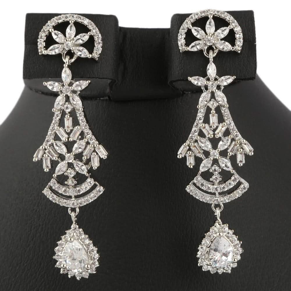 American Diamond Jewellery Set - Silver - test-store-for-chase-value