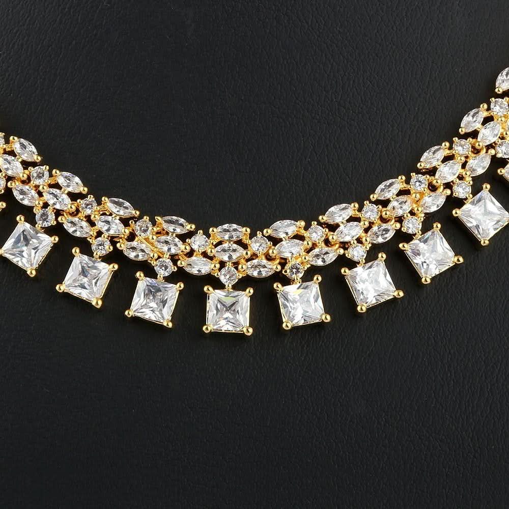 American Diamond Jewellery Set - Golden & Silver - test-store-for-chase-value