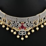 American Diamond Bridal Jewellery Set - Golden & Silver - test-store-for-chase-value